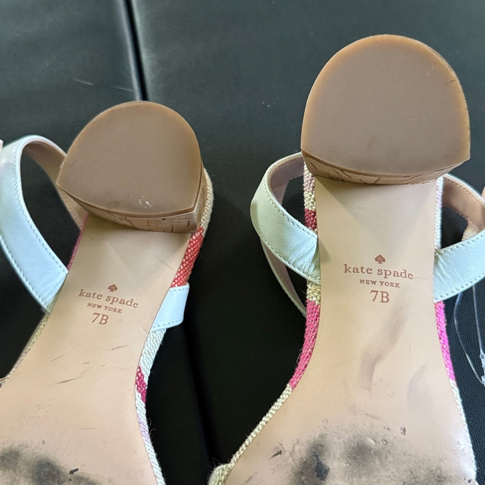 Kate Spade Lottie Pink Striped heel Sandals size 7 b in EUC - Picture 4 of 6